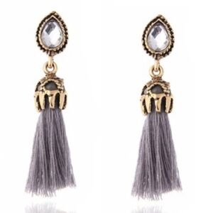 Boho Yarn Tassel Rhinestone Drop Fashion Earrings